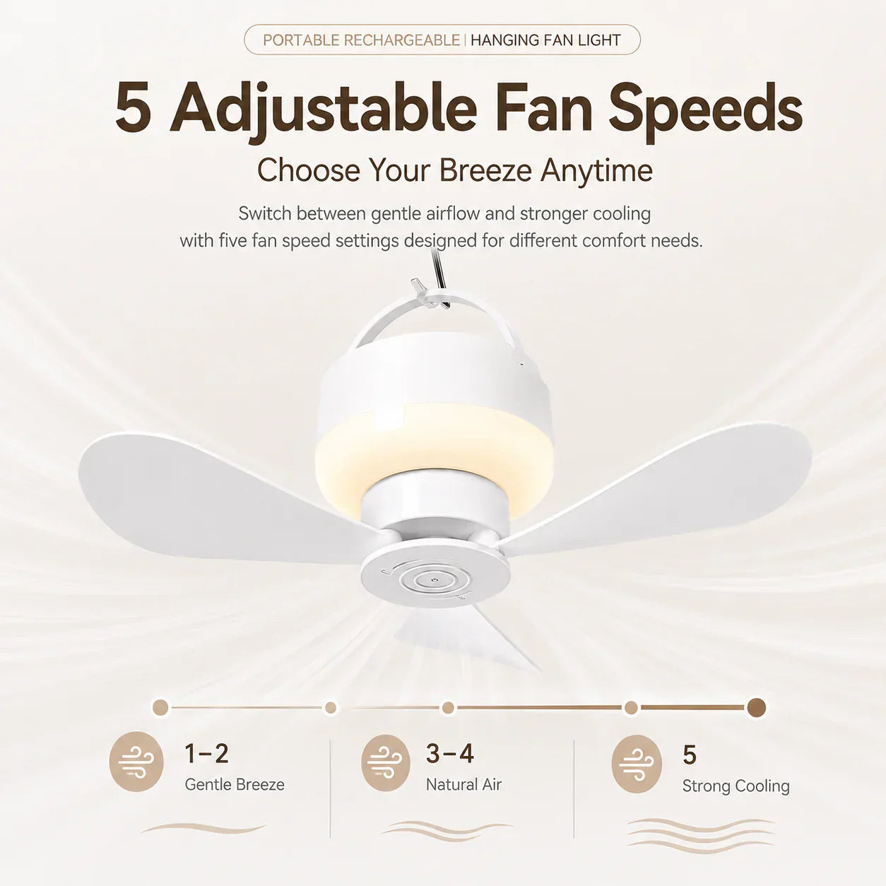 Controlled Hanging Fan – Rechargeable and Hangable for Outdoor Use