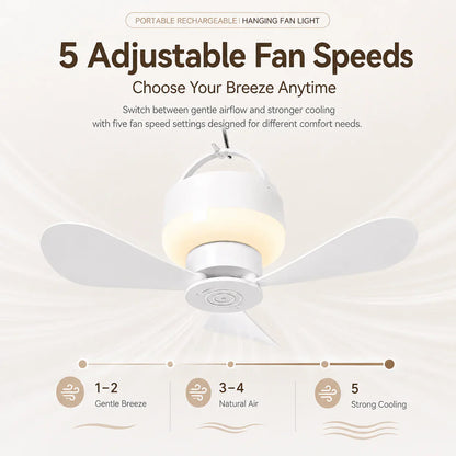 Controlled Hanging Fan – Rechargeable and Hangable for Outdoor Use