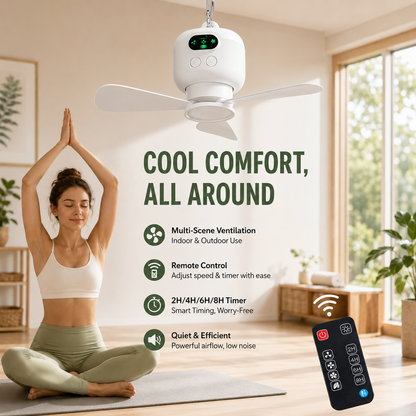 Controlled Hanging Fan – Rechargeable and Hangable for Outdoor Use