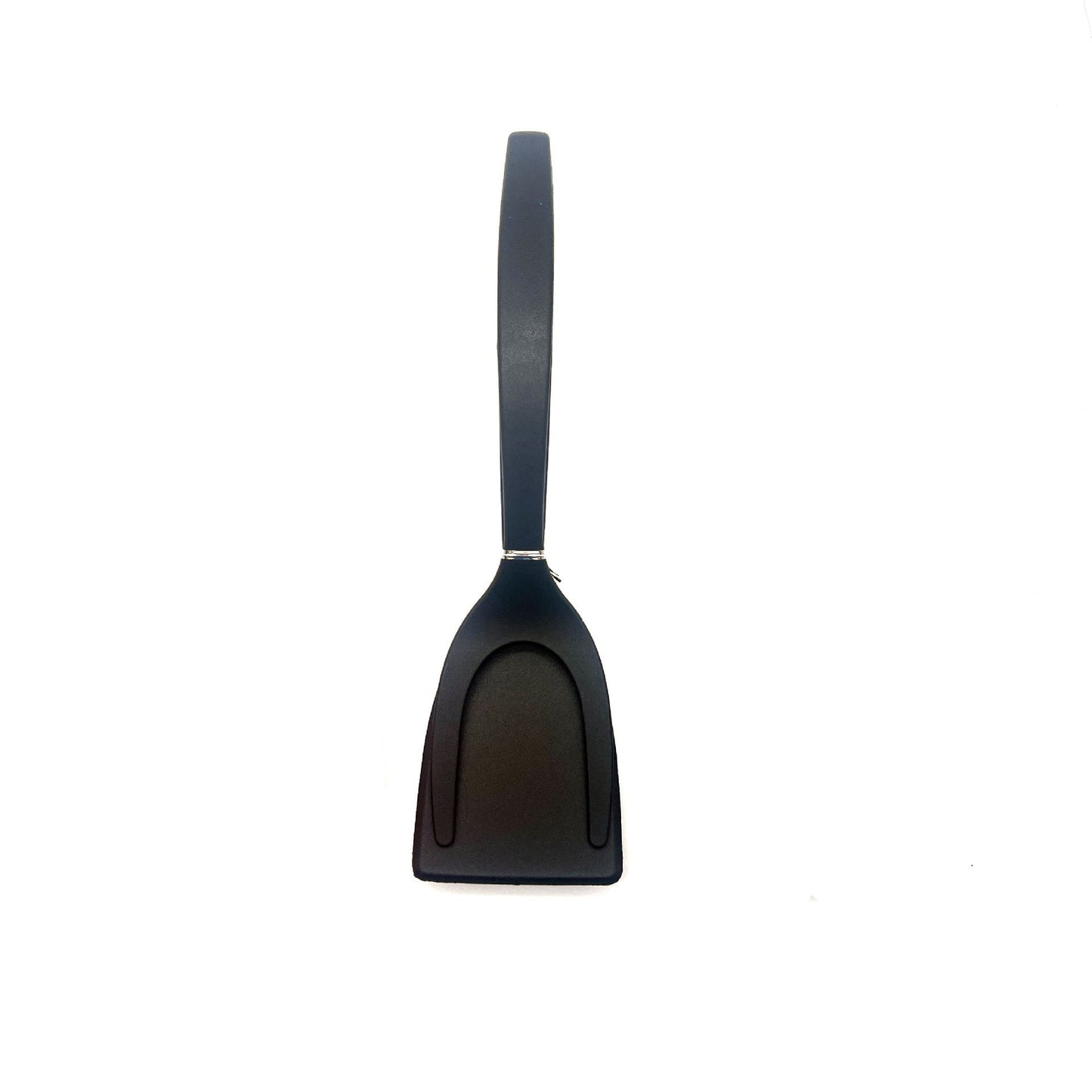 2 in 1 Flipper Spatula with tongs - Nylon Easy Grip Flip Spatula for Hash browns, Burgers, Steaks, French Toast, Omelets, Pancakes - Non-Stick Head, Ergonomic Handle, Withstands High Temperatures